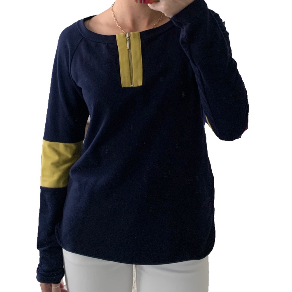 People Like Frank Colorblock Zipper Crewneck Sweater Long Sleeve